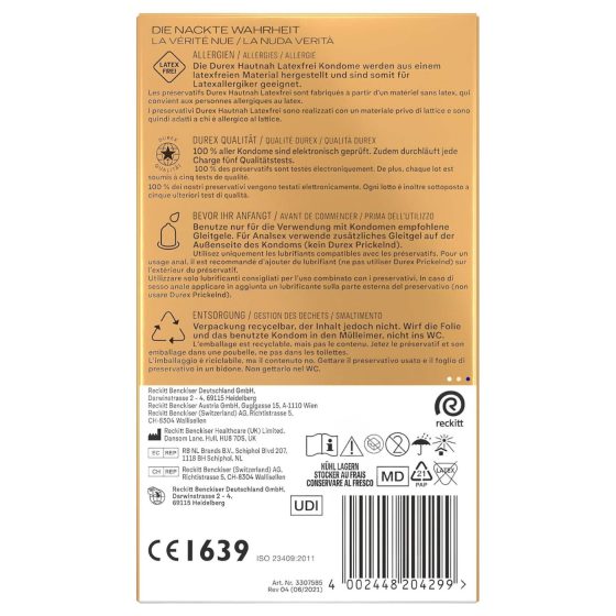 Durex Hautnah - latexový kondom - bez latexu - 10 ks