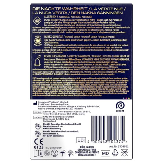 Durex Intensity - ultra tenké latexové kondomy - bez latexu - 20 ks