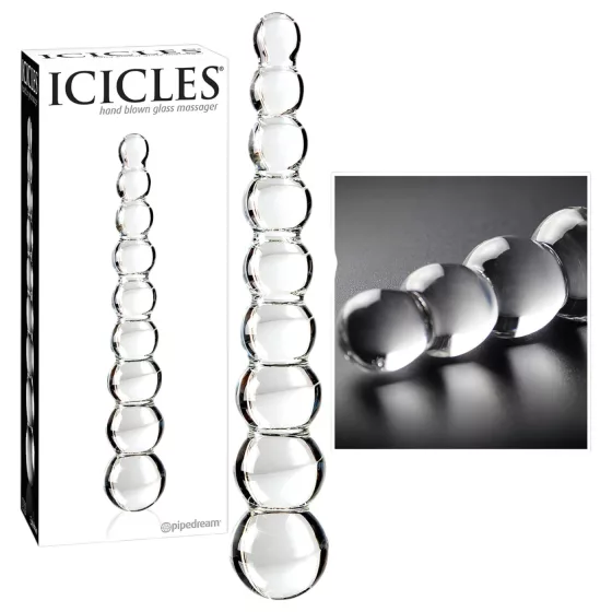 Icicles No. 2 - skleněné dildo s výstupky - čiré