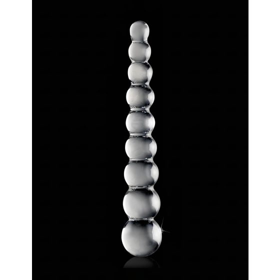 Icicles No. 2 - skleněné dildo s kuličkami (průhledné)