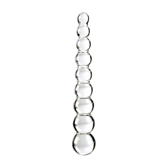 Icicles No. 2 - skleněné dildo s kuličkami (průhledné)