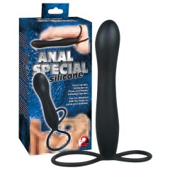   You2Toys - Speciální anální dildo a kroužek na penis - černá