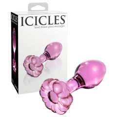   Icicles No. 48 - anální kolík skleněný květinový růžový
