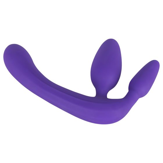Trojitý připínací dildo bez popruhů (fialové)