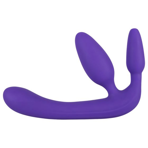 Trojitý připínací dildo bez popruhů (fialové)