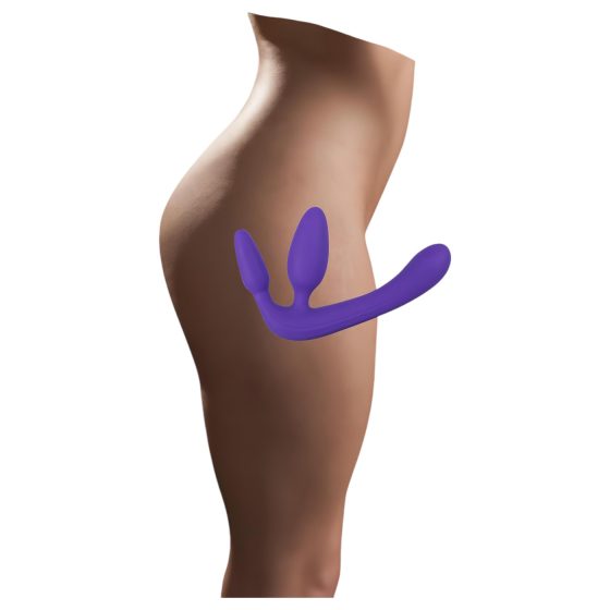 Trojitý připínací dildo bez popruhů (fialové)