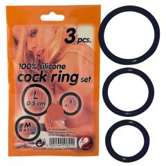   You2Toys - Silikonový erekční kroužek - sada tří - černá