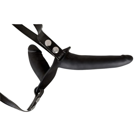 You2Toys - Připínací, silikonový dvojitý dildo (černý)