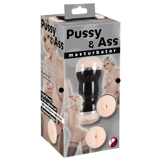 You2Toys - vagína a anál - dvojitý masturbátor - černý