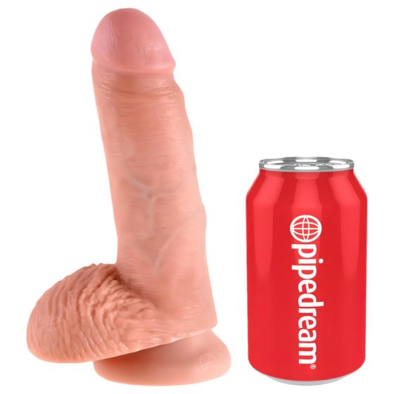 King Cock 7 varlatové dildo (18 cm) - přírodní