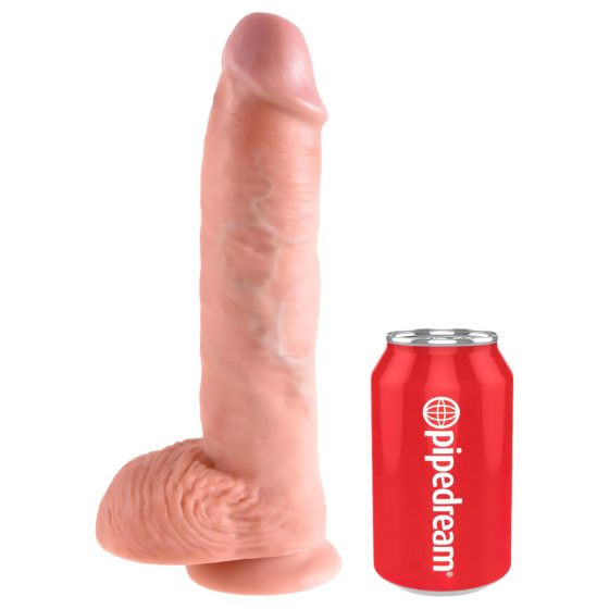 King Cock 10 varlatový velký dildo (25 cm) - přírodní