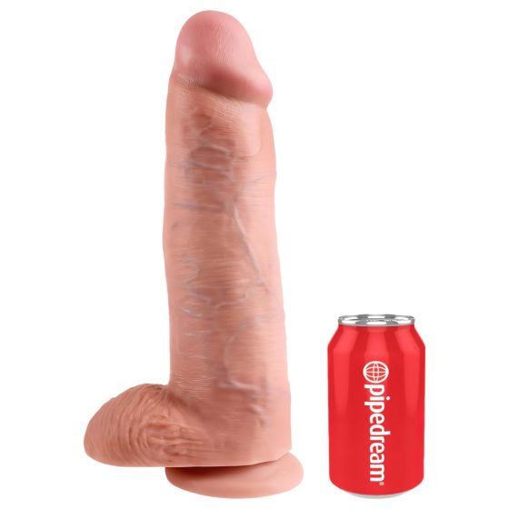 King Cock 12 varlatový velký dildo (30 cm) - přírodní