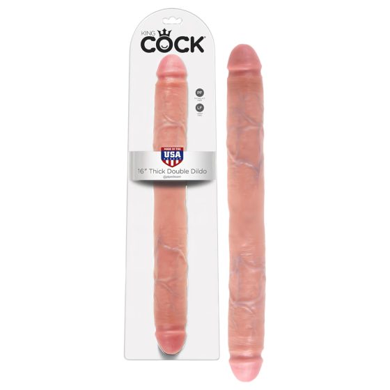 King Cock 41 cm dvojitý dildo - přírodní
