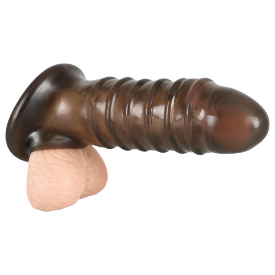 Rebel - žebrovaný návlek na penis (šedá)