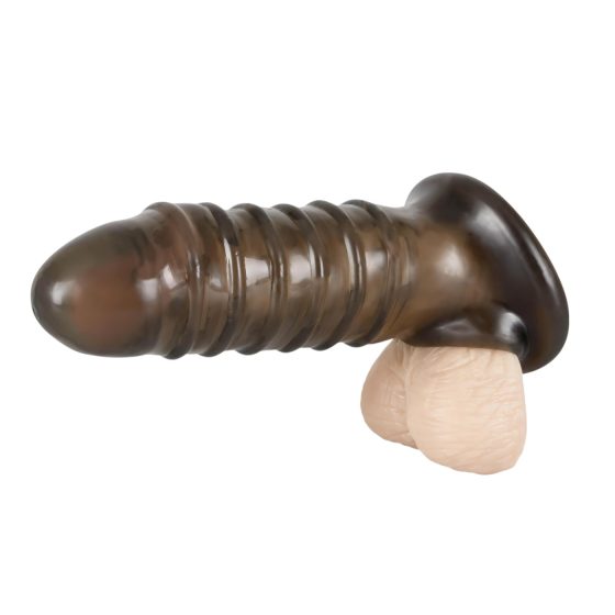 Rebel - žebrovaný návlek na penis (šedá)