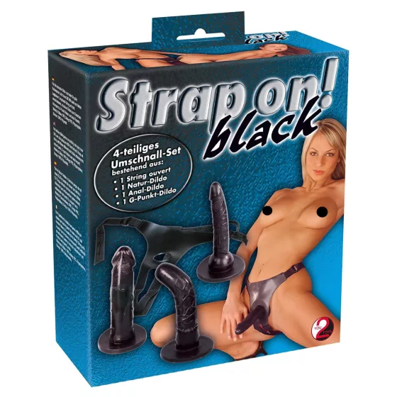 You2Toys - sada připínacích dild s postrojem (černá)