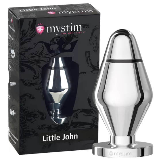 mystim Little John - malý elektro anální kolík (stříbrný)