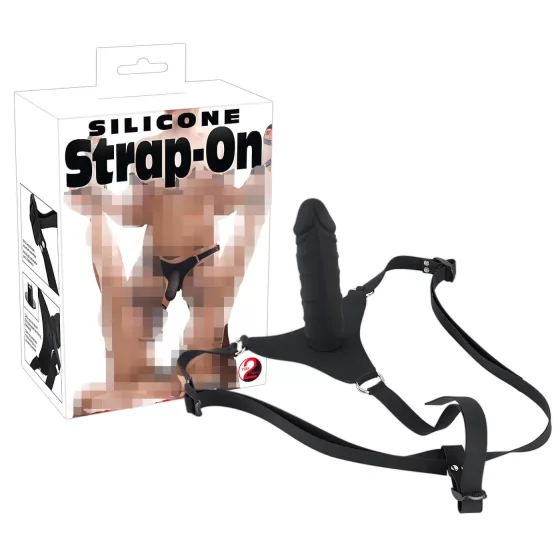 You2Toys - Silicone Strap-On - připínací dildo (černé)