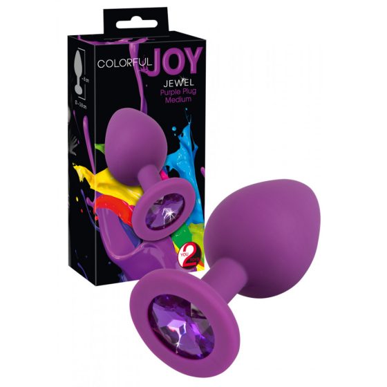 You2Toys Colorful Joy Jewel Plug - silikonové anální dildo - střední (fialové)