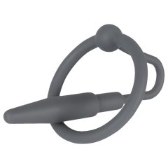   Penisplug - silikonový žaludeční kroužek s uretrálním kuželem (šedý)