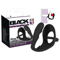   Black Velvet - anální dildo s kroužky na penis a varlata (černé)