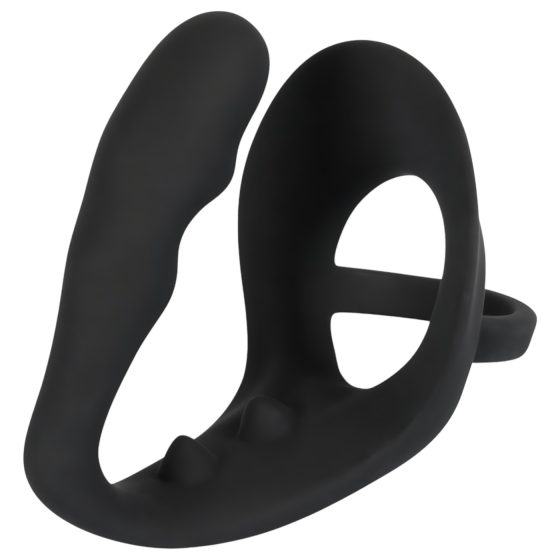 Black Velvet - anální dildo s kroužky na penis a varlata (černé)