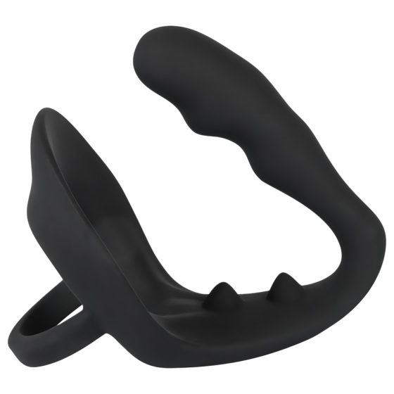 Black Velvet - anální dildo s kroužky na penis a varlata (černé)