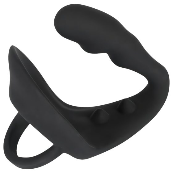 Black Velvet - anální dildo s kroužky na penis a varlata (černé)