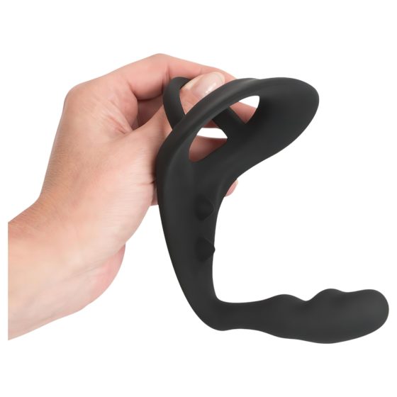 Black Velvet - anální dildo s kroužky na penis a varlata (černé)