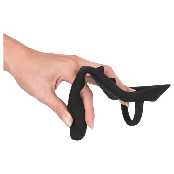 Black Velvet - anální dildo s kroužky na penis a varlata (černé)