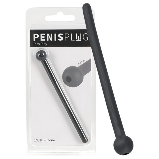 Dilator pro Piss Play - dutý silikonový dilatátor močové trubice (černý)