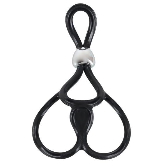 You2Toys - Tripla, nastavitelný kroužek na penis a varlata (černá)