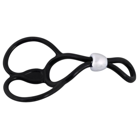 You2Toys - Tripla, nastavitelný kroužek na penis a varlata (černá)
