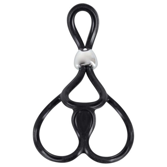 You2Toys - Tripla, nastavitelný kroužek na penis a varlata (černá)