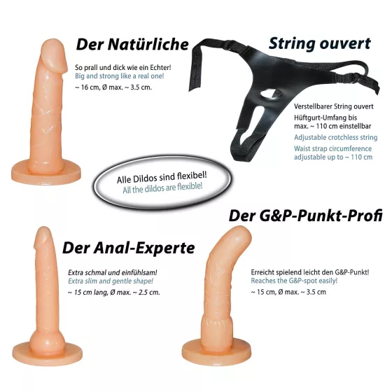 You2Toys - připínací dildo sada s postrojem (tělová barva)