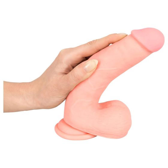 Lékařský - rovný lékařský silikonový dildo (20 cm) - přírodní