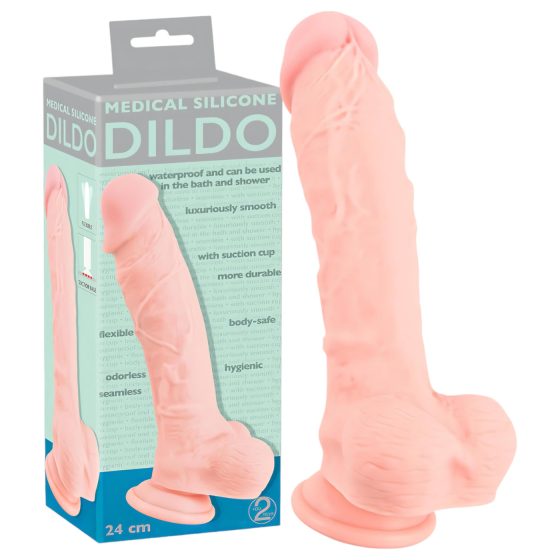 Lékařský - silikonové dildo (24 cm) - přírodní