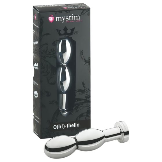 mystim O(h!)-thello - elektro, kulatý anální plug (stříbrný)