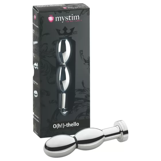 mystim O(h!)-thello - elektro anální kolík s kuličkami - stříbrný