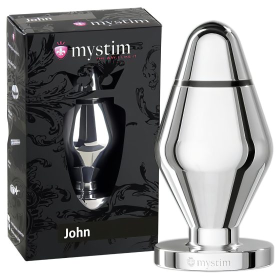 mystim Little John - elektro anální plug - stříbrný (velký)