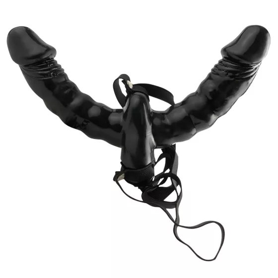 Fetish - připínací dvojitý vibrátor - černý