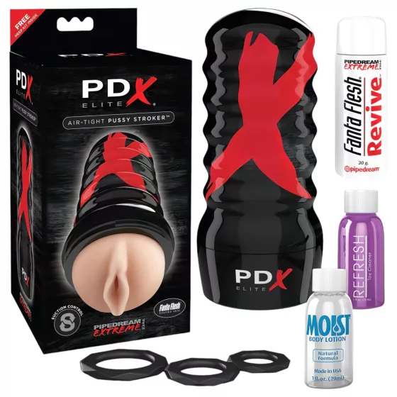 PDX Elite - masturbátor - manuální sání - tělová barva