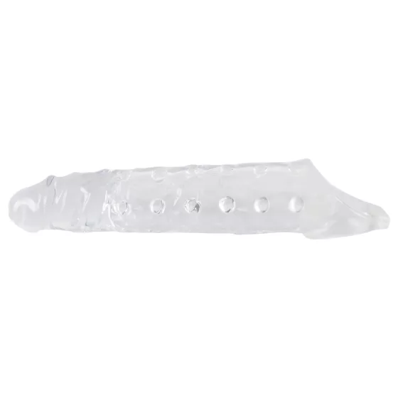 Crystal Skin - prodlužovací návlek na penis s kuličkami - transparentní