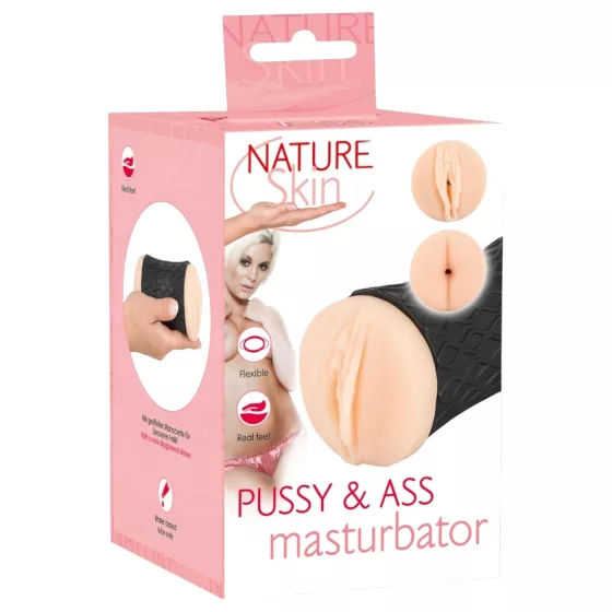 Nature Skin - masturbátor vagina a anální otvor - realistický černo-tělový