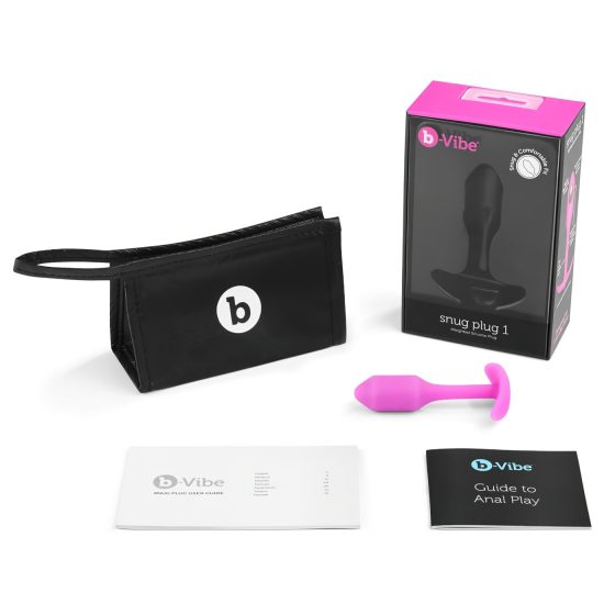 b-vibe Snug Plug 1 – anální kolík s vnitřní zátěží (55g) – růžový