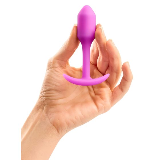 b-vibe Snug Plug 1 – anální kolík s vnitřní zátěží (55g) – růžový