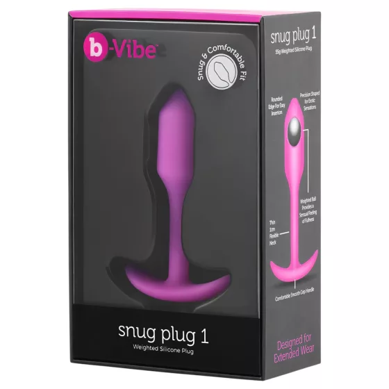 b-Vibe Snug Plug 1 - anální kolík s vnitřním závažím (55 g, růžový)