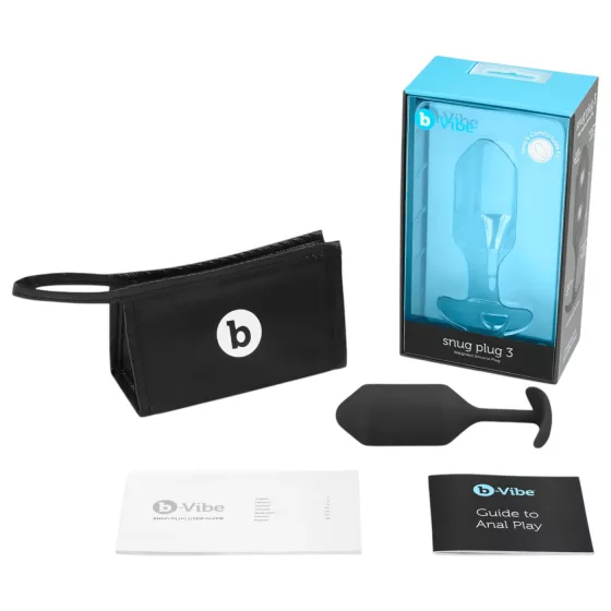 b-Vibe Snug Plug 3 - dvojitý kuličkový anální kolík (180 g, černý)