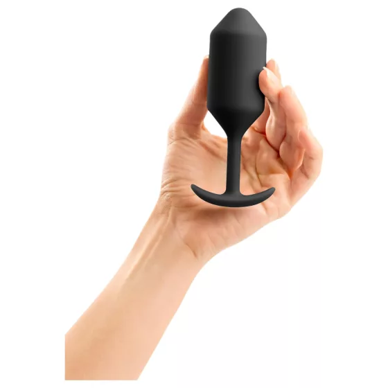 b-Vibe Snug Plug 3 - dvojitý kuličkový anální kolík (180 g, černý)