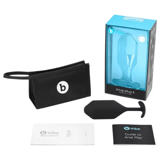 b-Vibe Snug Plug 4 - dvojitý kuličkový anální kolík (257 g, černý)